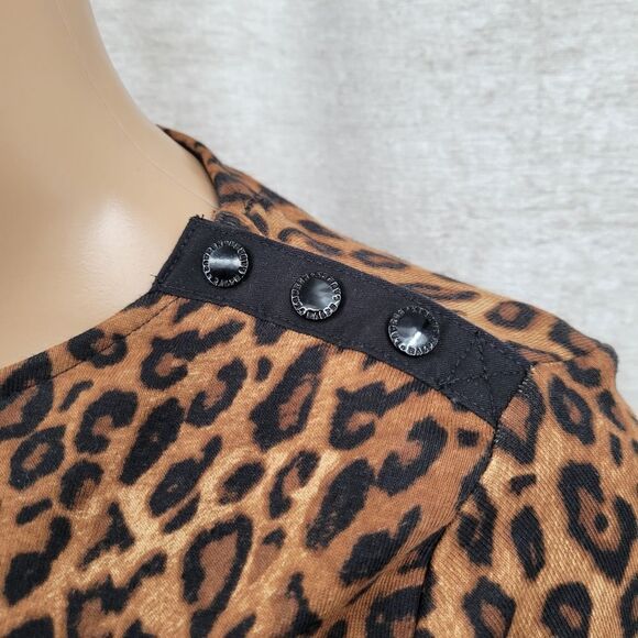 Lauren Ralph Lauren Leopard Print 3/4 Sleeve Tee Top Feminine Demure Classic - Picture 2 of 6